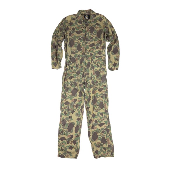 Vintage Sears Duck Camo Coveralls Mens M 1950s Field Tested Hunting USA - Picture 1 of 10